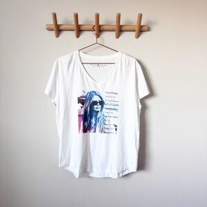 Suzi Roher White Tee with Bridget Bardot Print